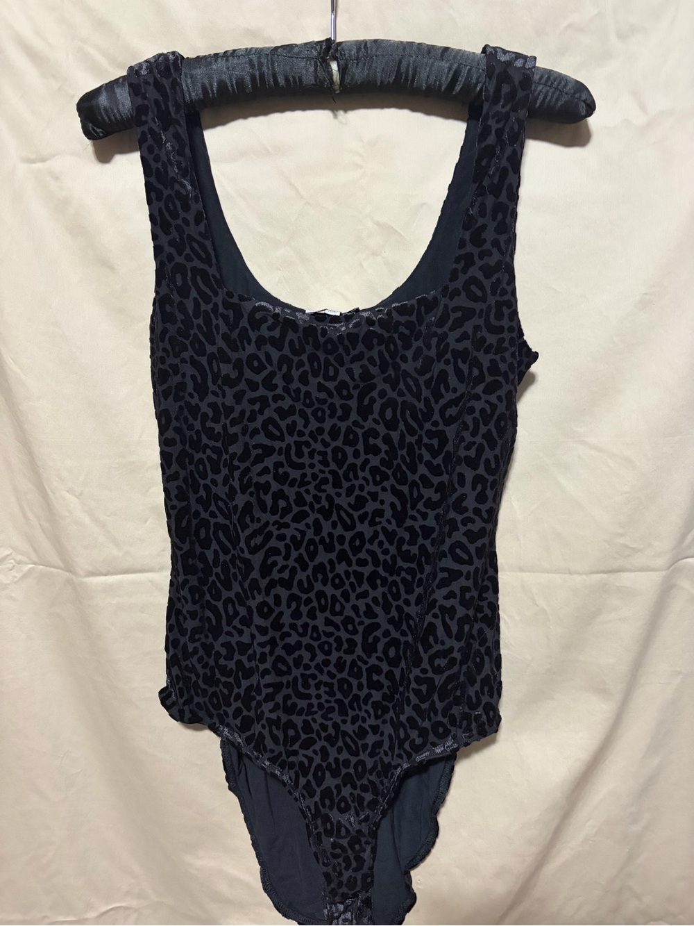 white birch Black Velvet Leopard-Print Tank Bodysuit